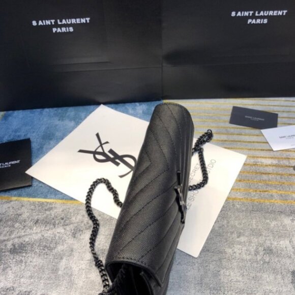 YSL Black Chevron Quilted Crossbody with Logo - Picture 2 of 7